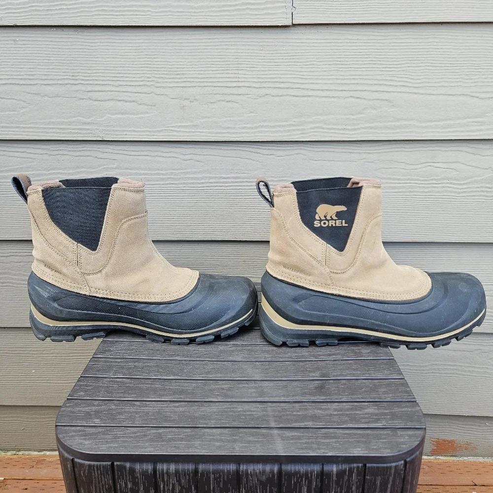 Sorel Buxton Pull On Waterproof Snow Boots Black Tan Brown Winter Delta Men 10.5
